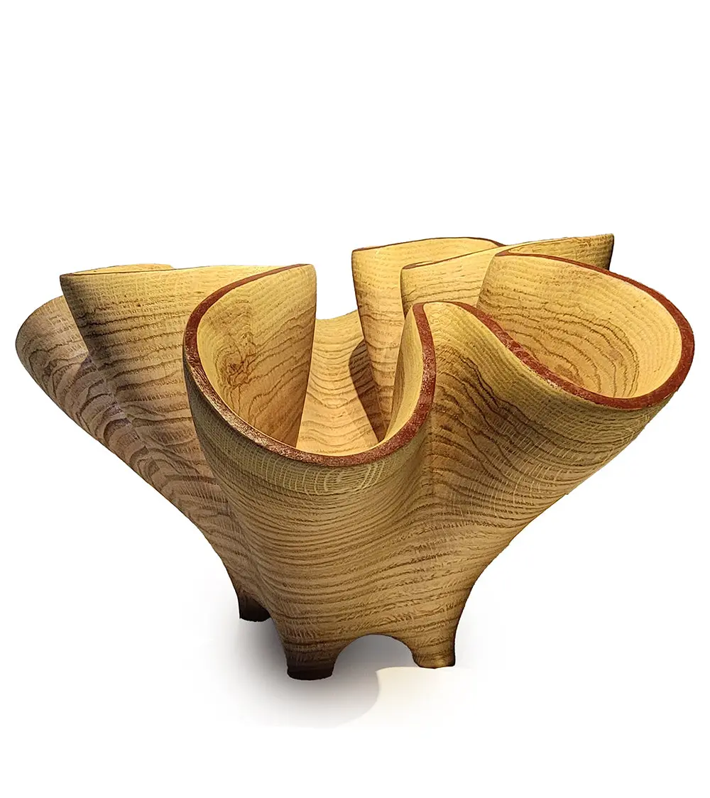 Carved Vessel "Undulating Oak Bowl Iii" By Andy Dipietro 2