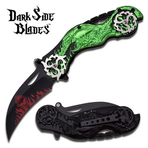 Folding Spring Assisted Fantasy Knife (Green) 1