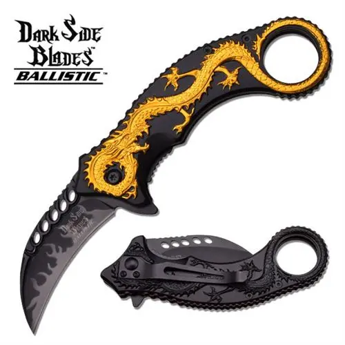 Dark Side Blades Spring Assisted Fantasy Knife (Gold) 1