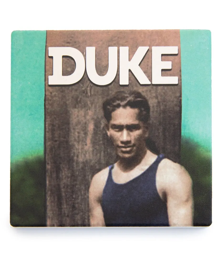 Duke Sandstone Coaster – Duke With His Longboard 1