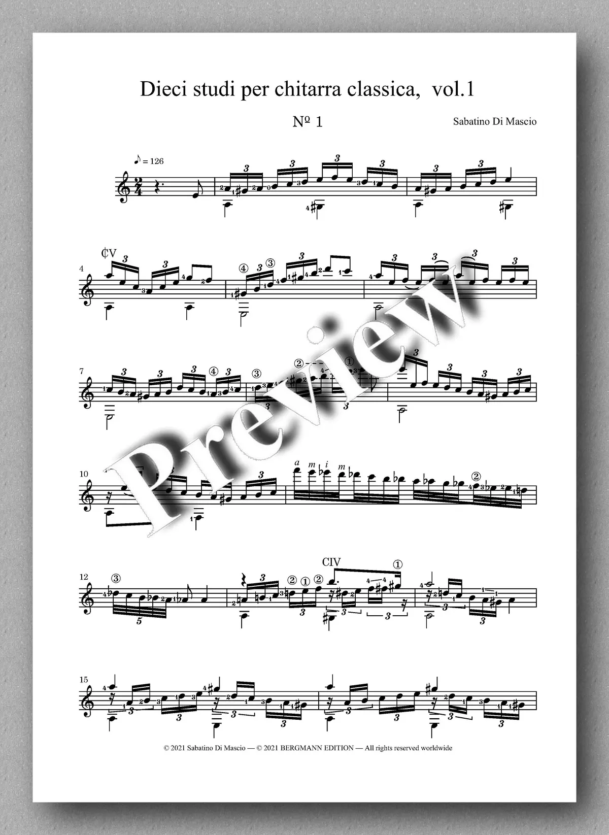 Di Mascio, Dieci Studi Per Chitarra, Vol. 1 2