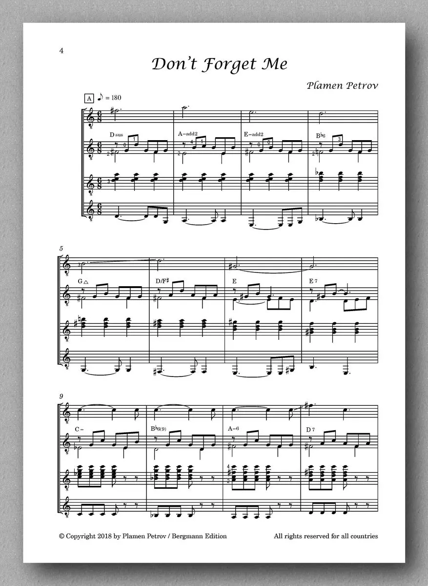 Petrov, Don't Forget Me, Guitar Quartet 2 2
