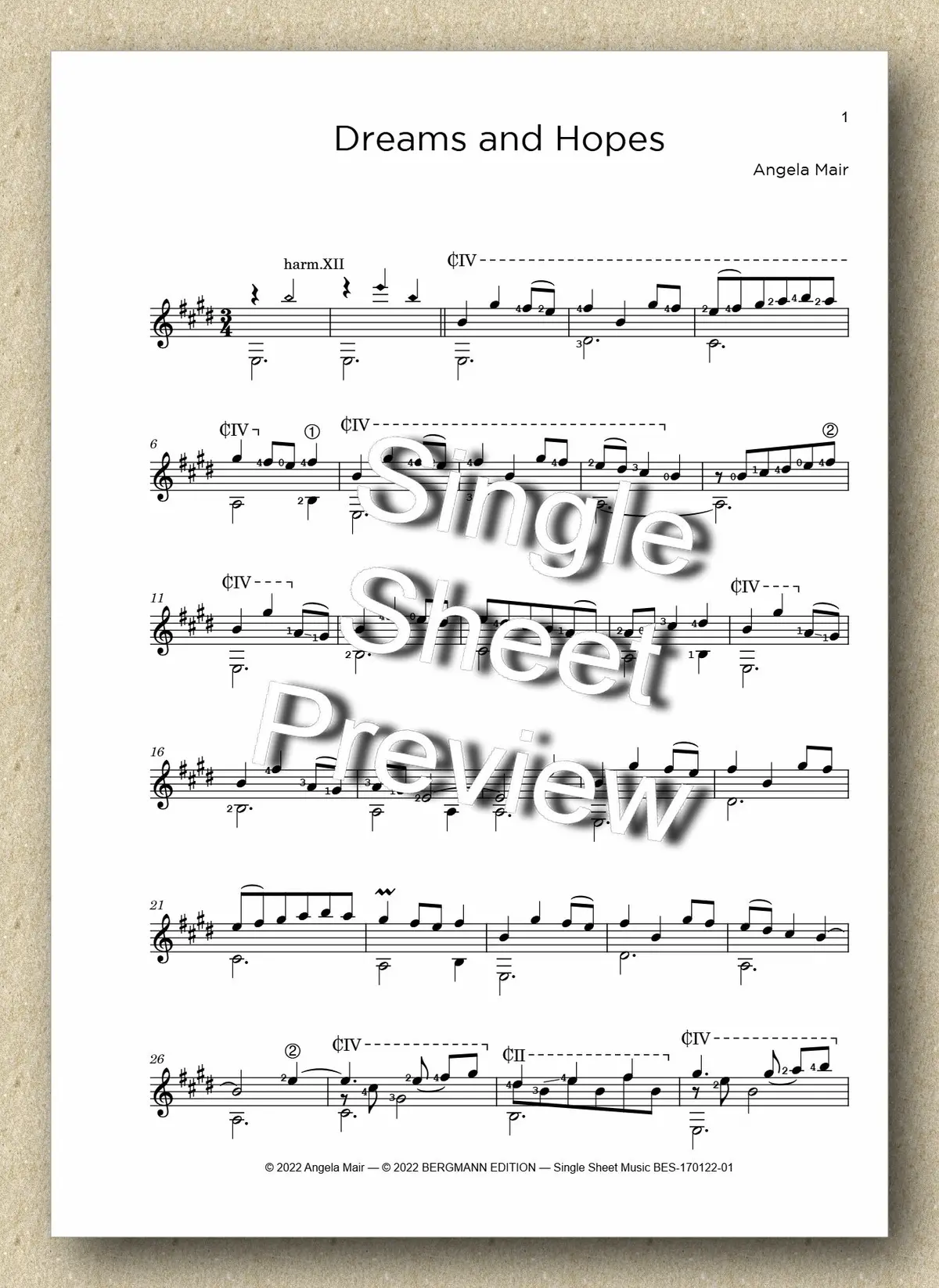 Angela Mair, Dreams And Hopes (For Solo Guitar) 1