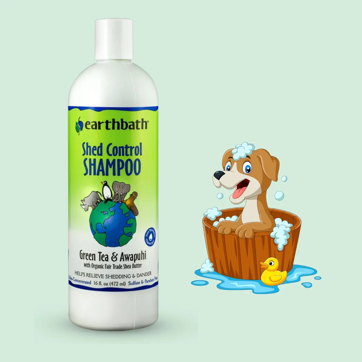 Dog Shampoo Earthbath Shed Control - Green Tea & Awapuhi 472Ml 1