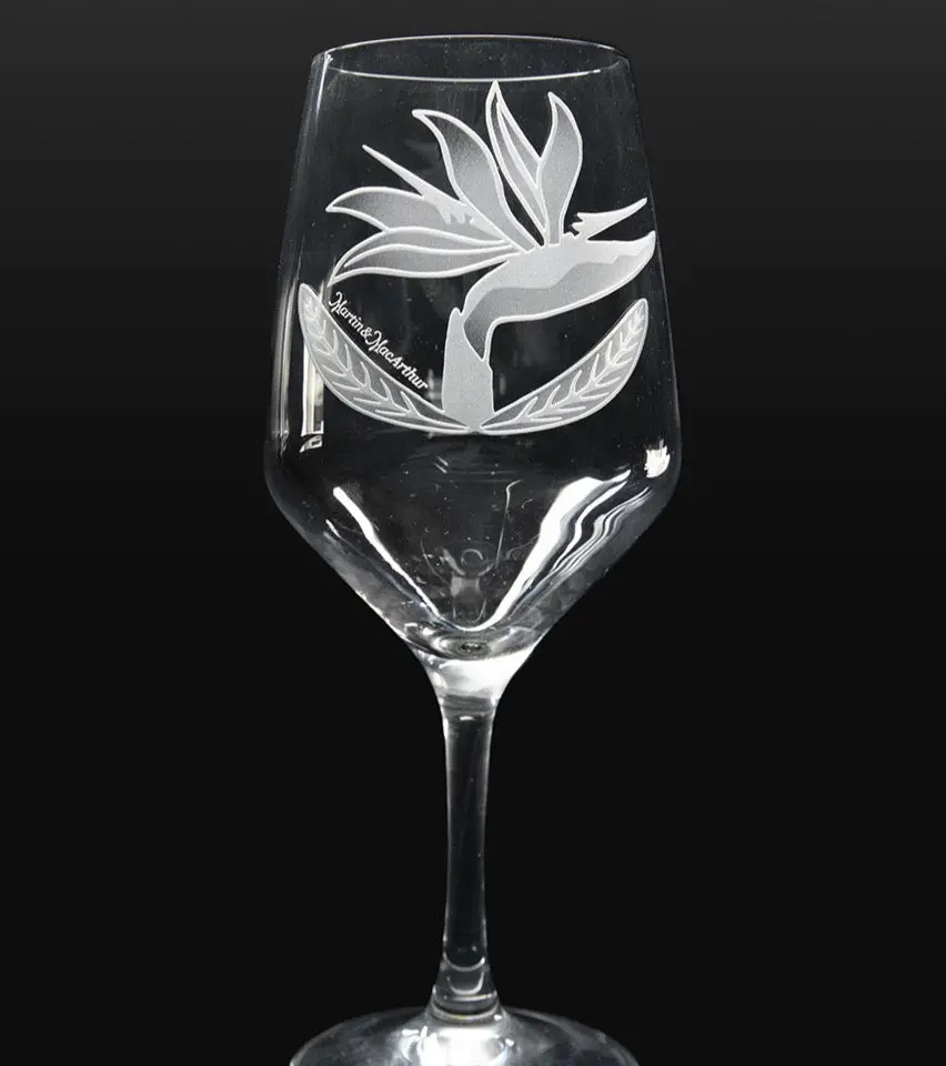Sand-Etched Bird Of Paradise Red Wine Glasses 1