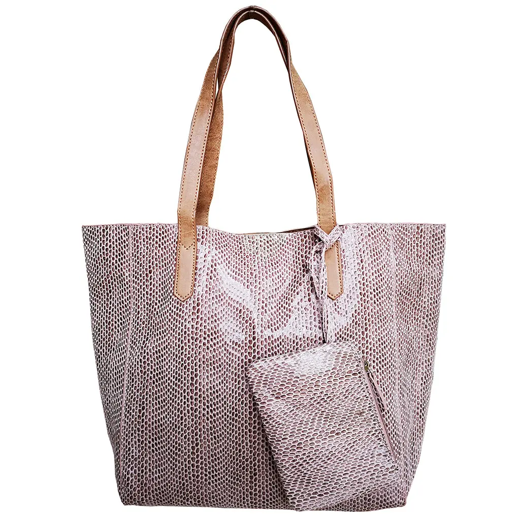 Python Emma Tote Bag - Mauve 1