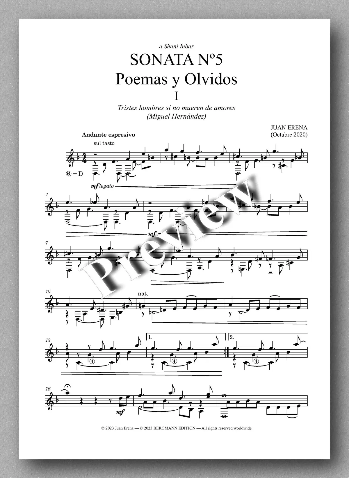 Erena, Sonata No. V, "Poemas Y Olvidos" 2