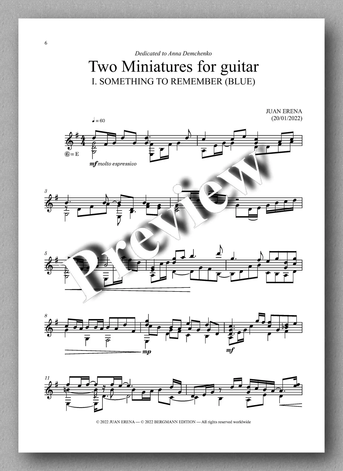 Erena, Two Miniatures For Guitar 2