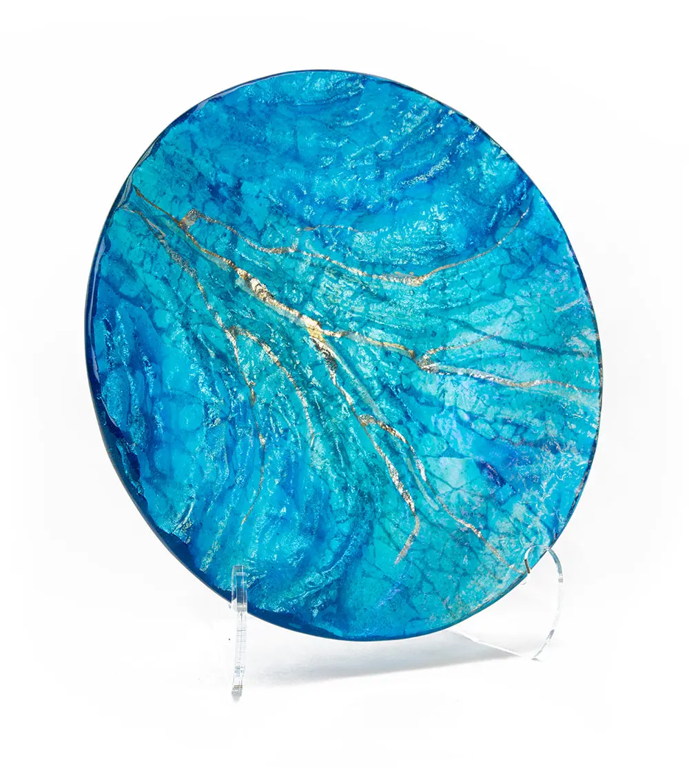 14" Aqua Platter By Marian Fieldson 1