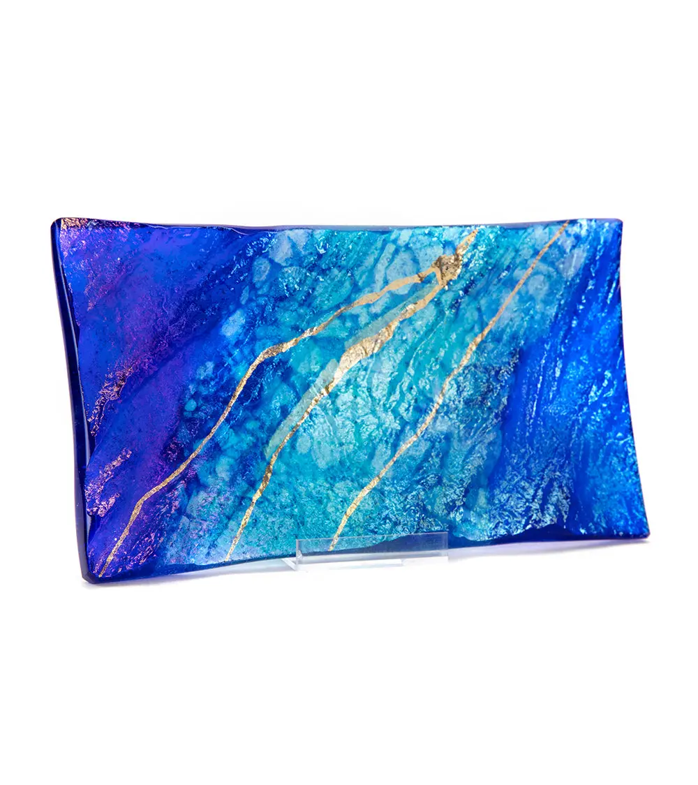 9" X 5" Cobalt Rectangle Tray By Marian Fieldson 1