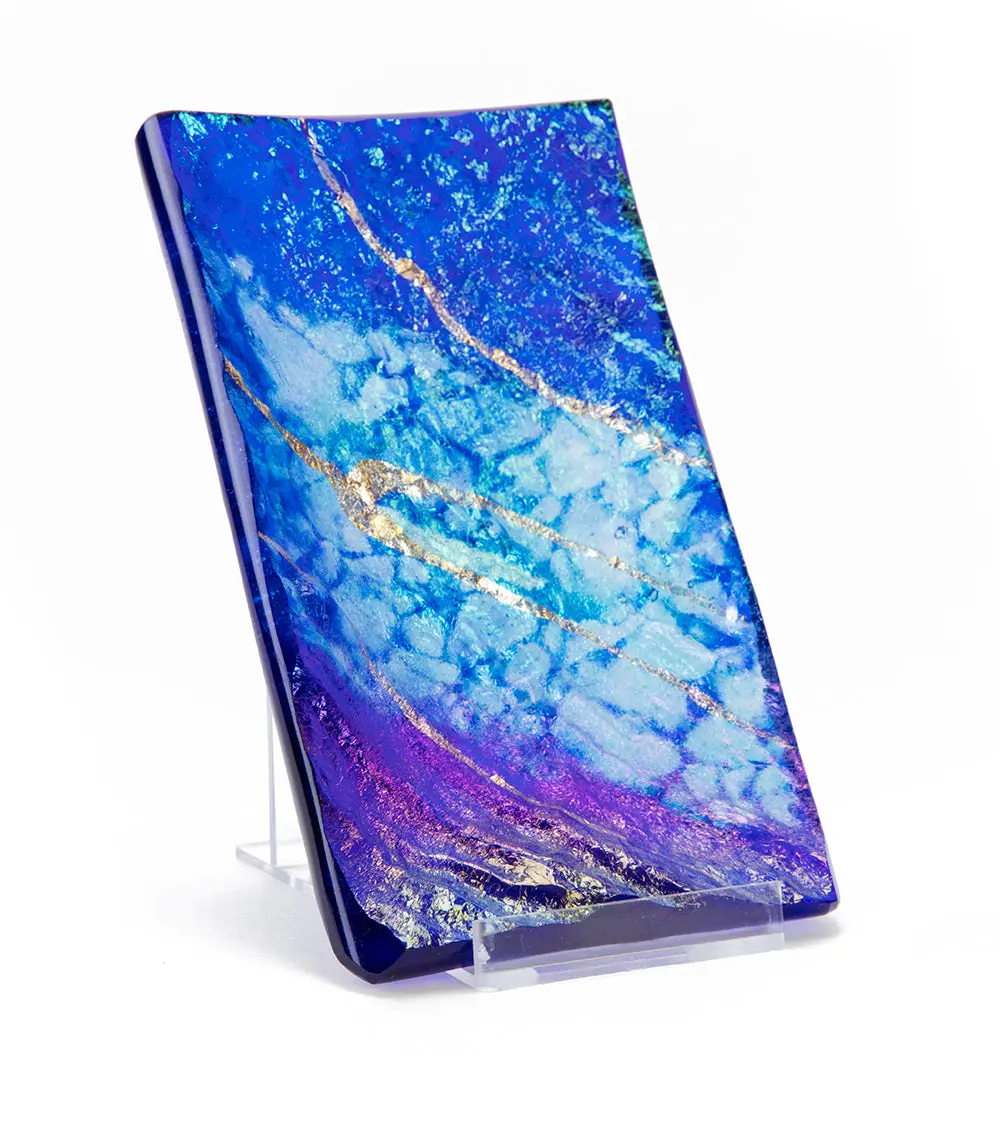 4" X 6" Lava Glass Cobalt Tray Medium By Marian Fieldson 1