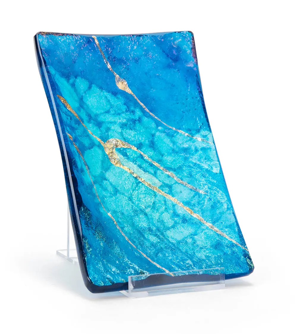 4" X 6" Lava Glass Aqua Tray Medium 1