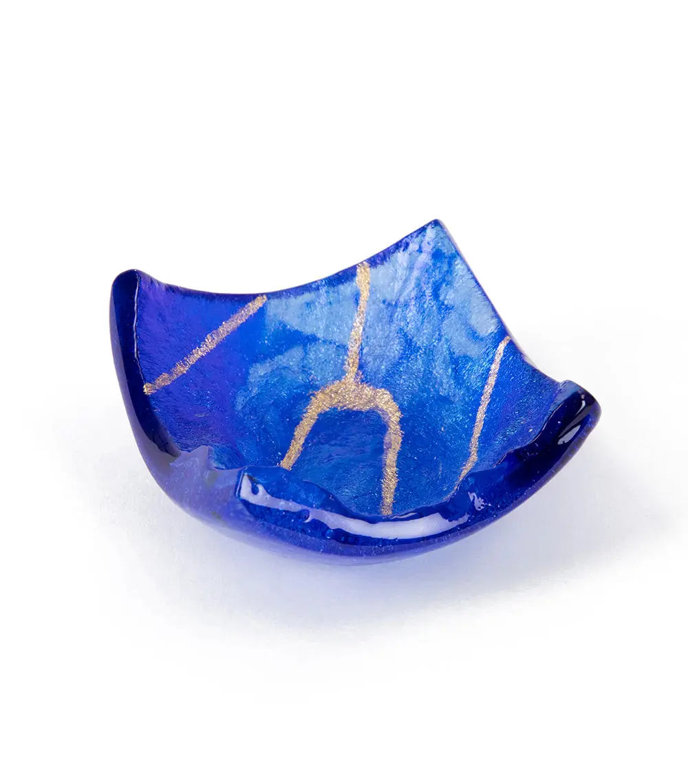 3" X 3" Lava Glass Cobalt Tray By Marian Fieldson 1