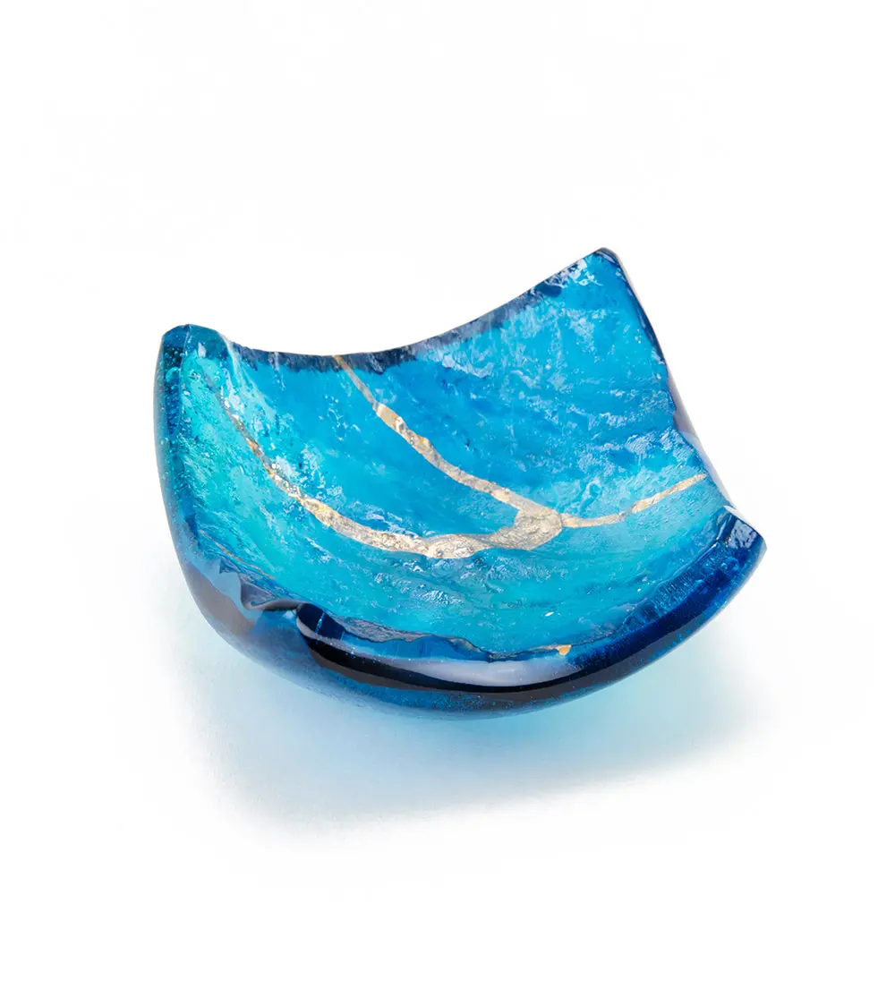 3" X 3" Lava Glass Aqua Tray By Marian Fieldson 1