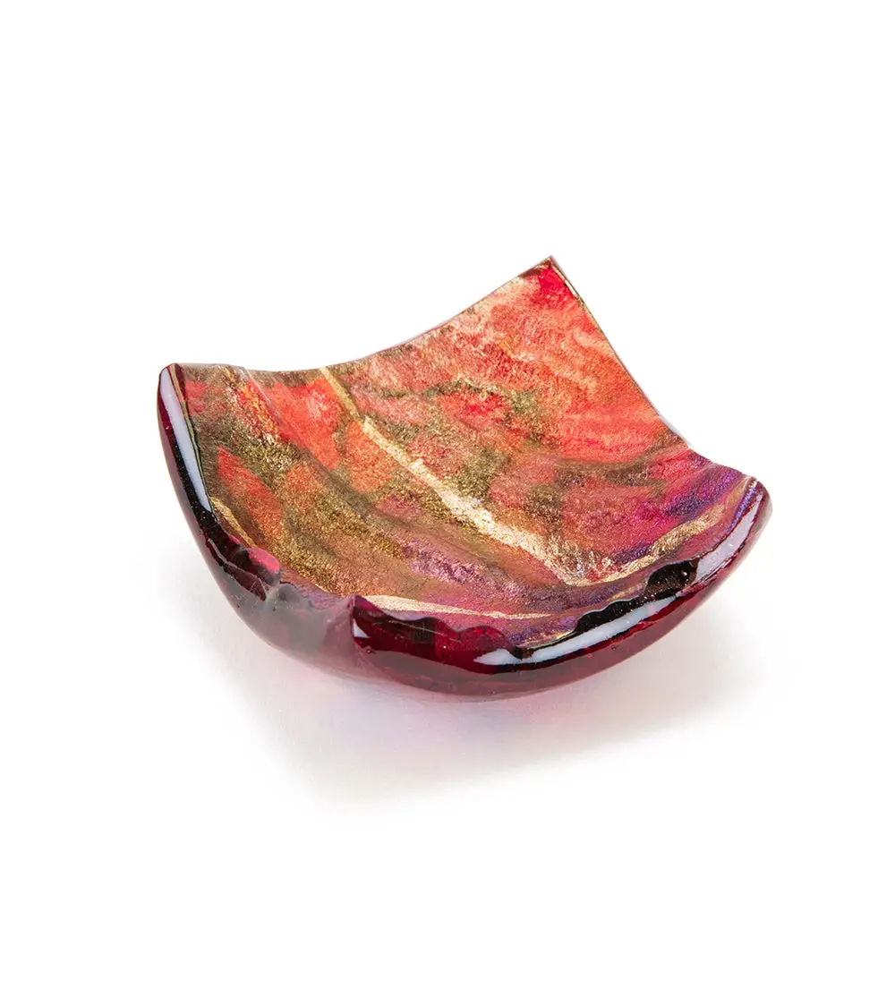 3" X 3" Lava Glass Red Tray By Marian Fieldson 2