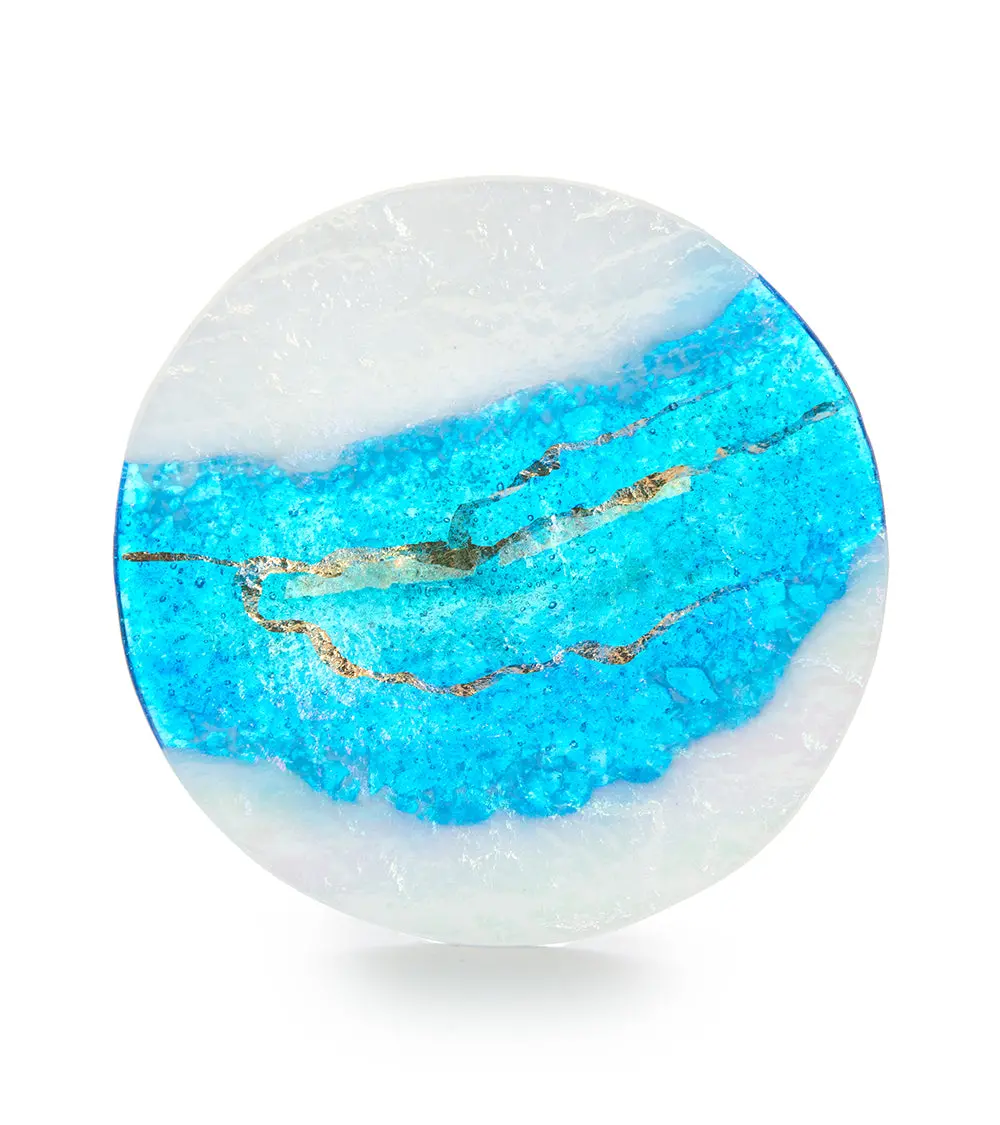 12" Aqua/White Platter By Marian Fieldson 2