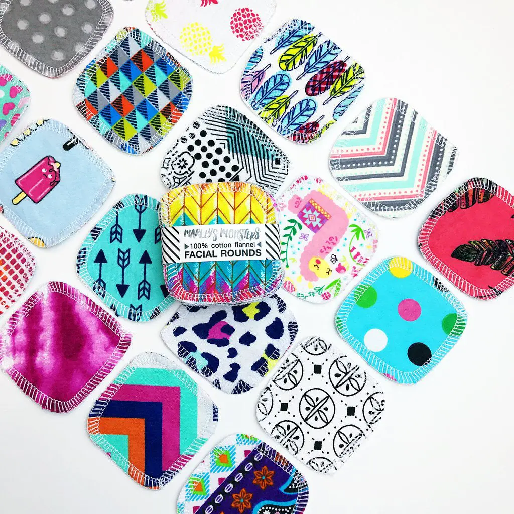 Facial Rounds - In Mixed Prints, Lemon Or Organic Natural/White & New Blush Pink By Marley's Monsters 1