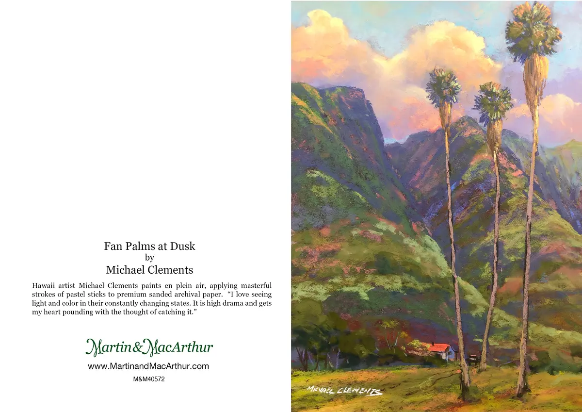 Greeting Card "Fan Palms At Dusk" By Michael Clements 2