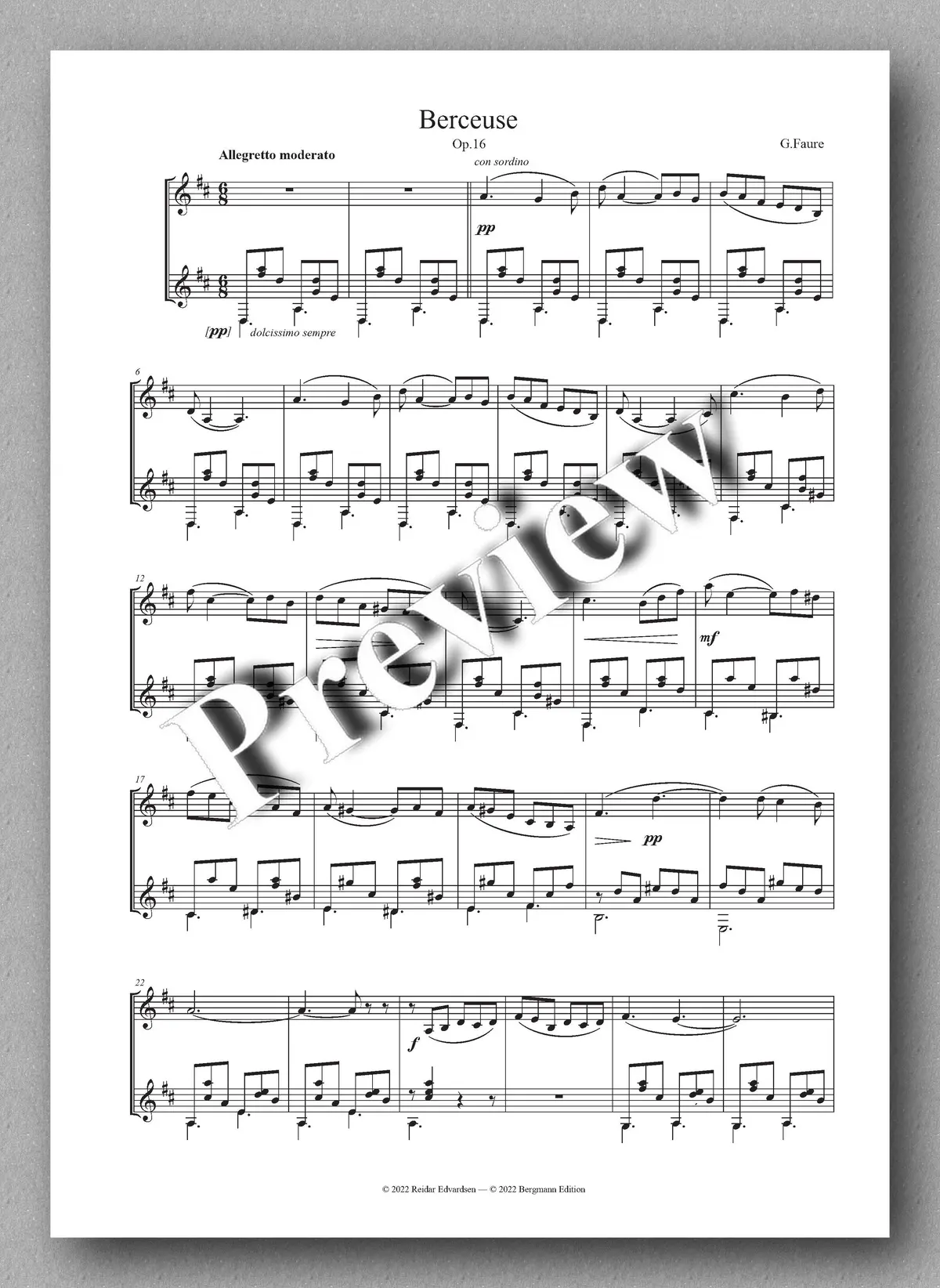Fauré-Edvardsen, Berceuse & Piece 2
