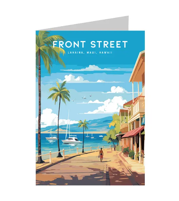 Greeting Card "Front Street, Maui" Hawaii Travel Art 1
