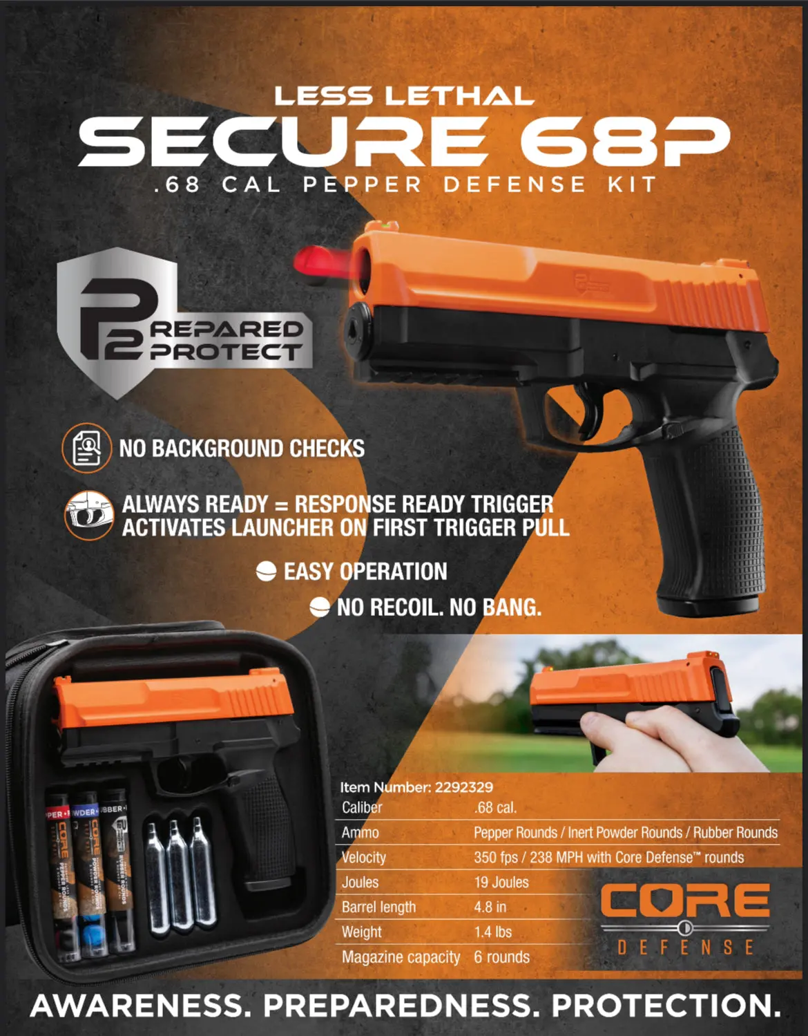 ** New ** P2p Secure .68 Pepper Home/Self Defense Pistol Starter  Package!  Order Now! 1