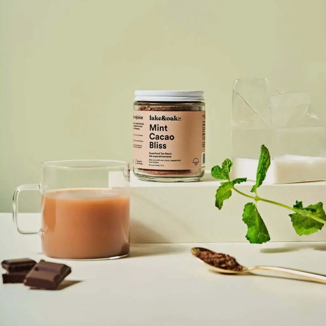 Mint Cacao Bliss – Superfood Tea (70G) | Lake & Oak 1