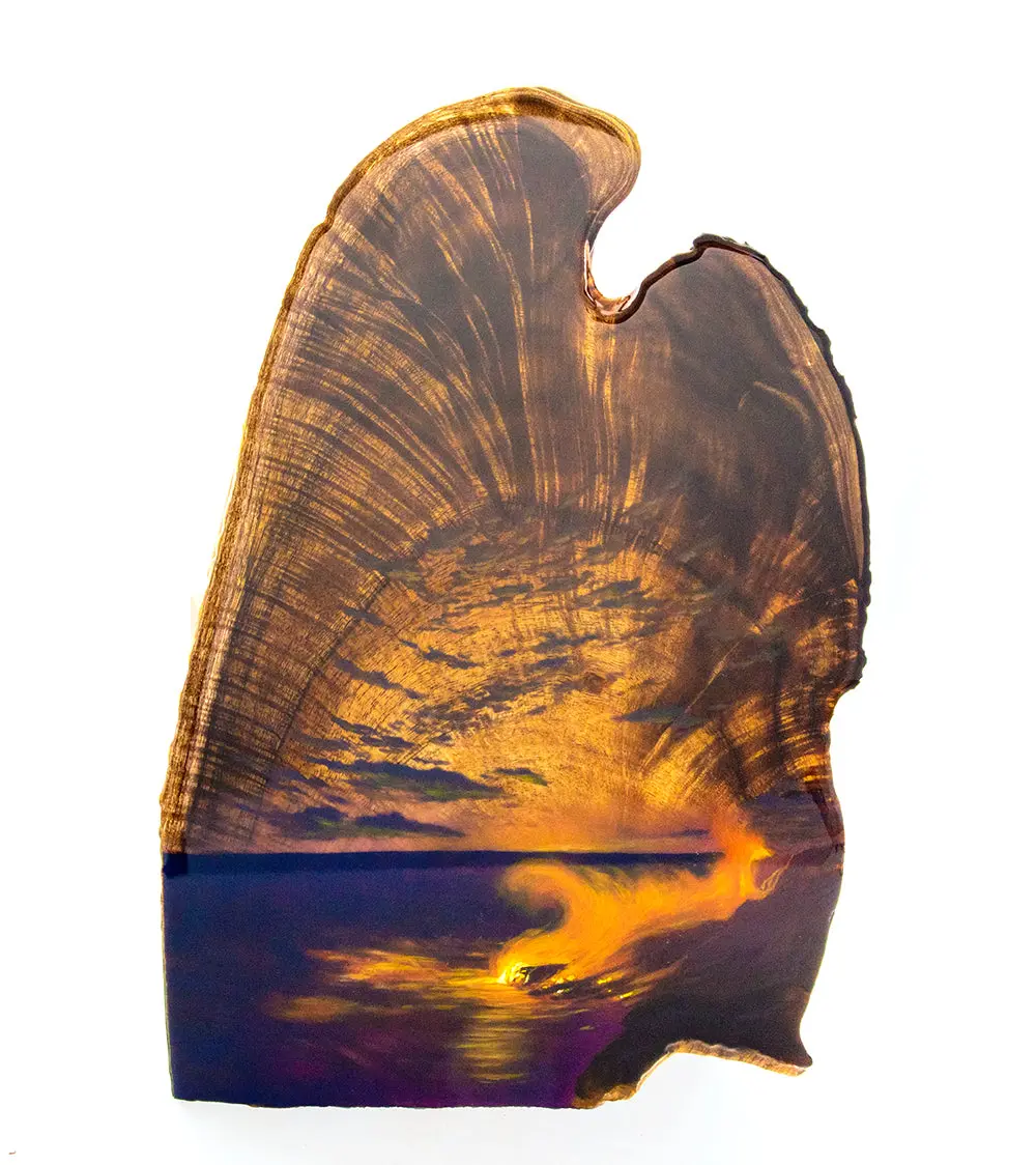 Original Painting On Koa "Peleʻs Passion" By Philip Gagnon 36X9 1