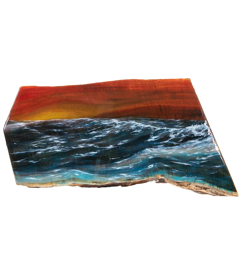 Original Painting On Koa "Soothing Waters" By Philip Gagnon 19.5 X 10 1