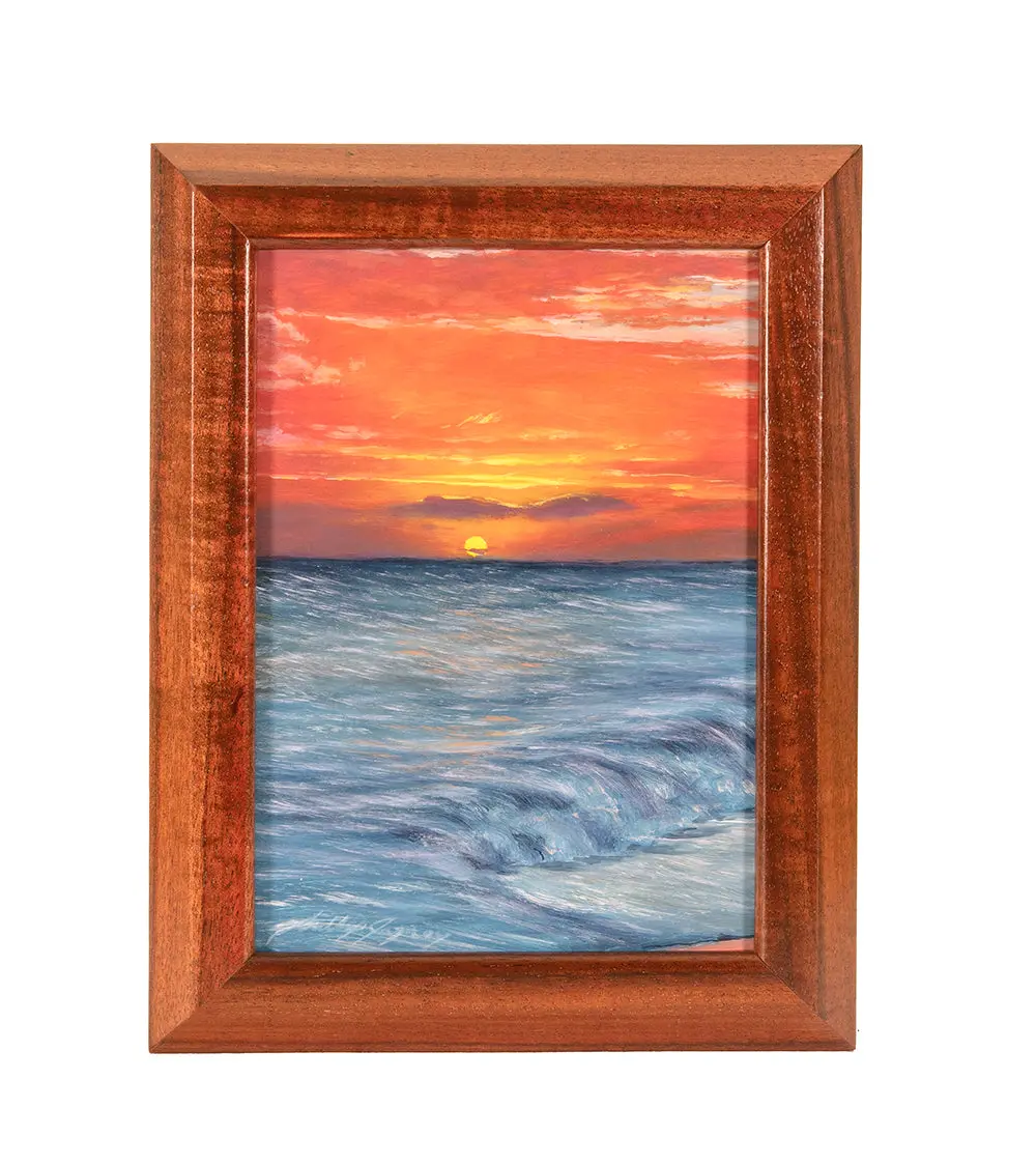 Original Painting "Sun Falls Into The Ocean" By Phillip Gagnon 7X5 1