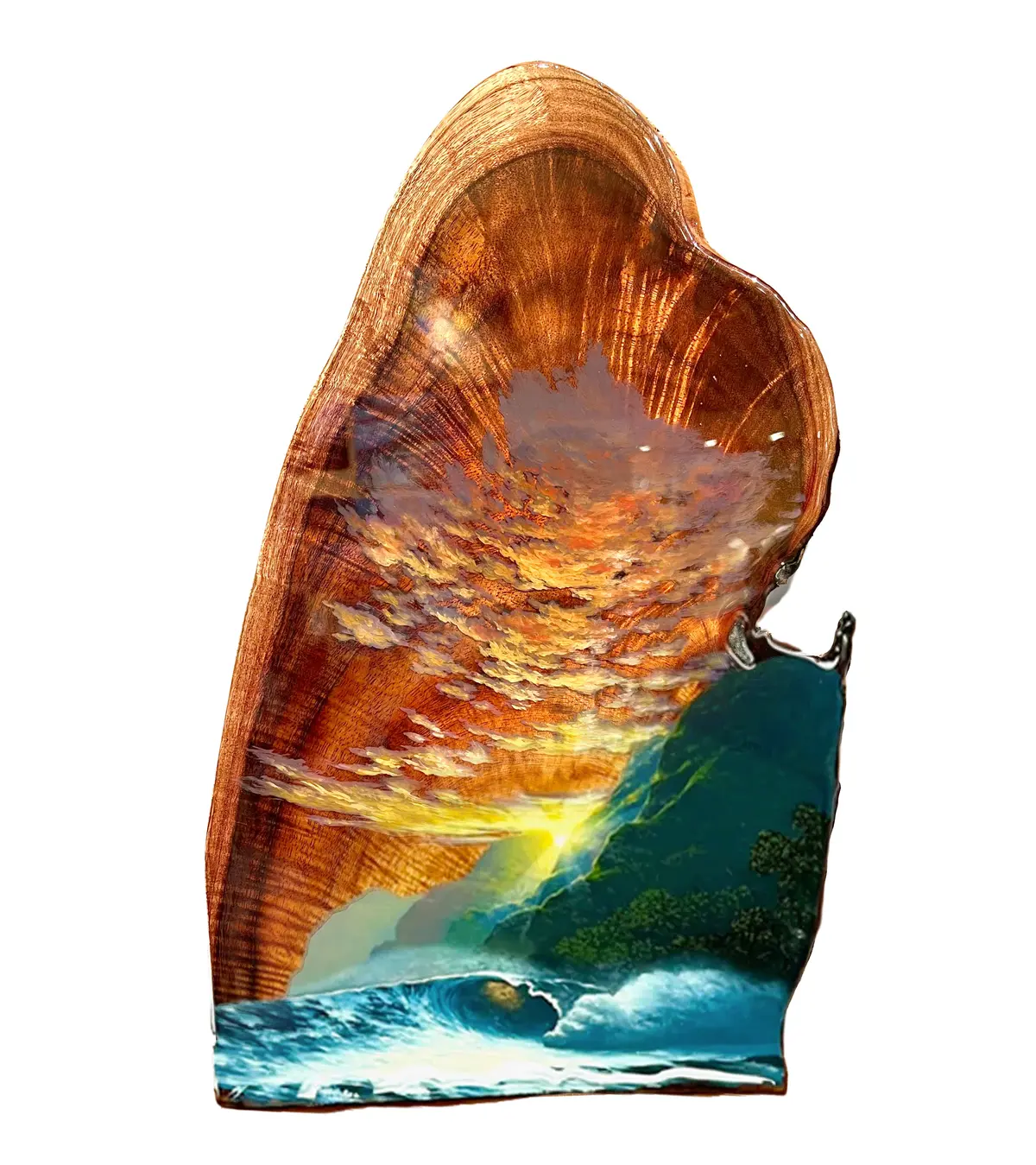 Original Painting On Koa "Hawaiian Morning Kiss" By Philip Gagnon 10X18 1