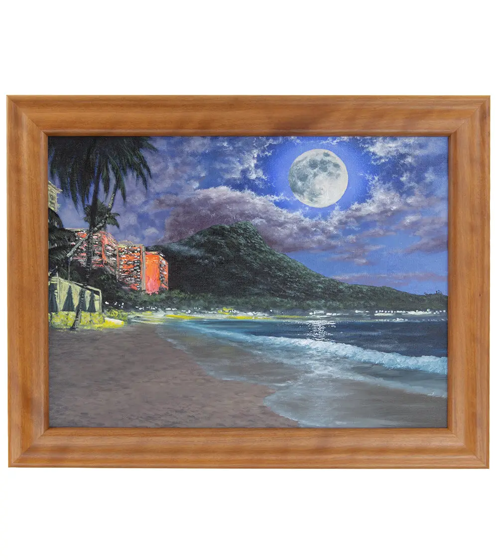 Original Painting "Moon Over Diamondhead" By Phillip Gagnon 12X16 1