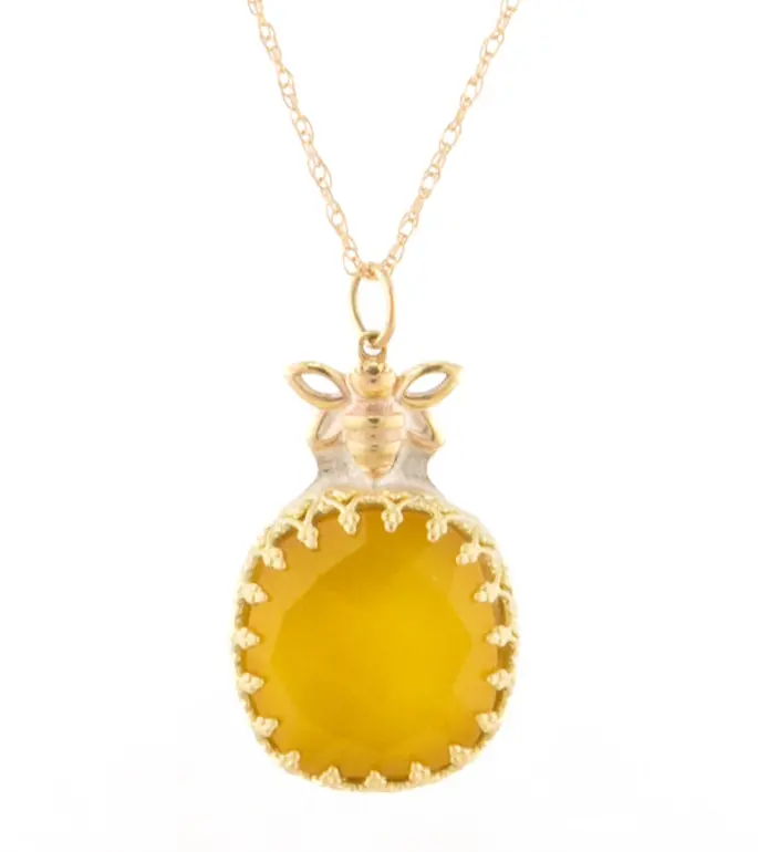 Yellow Onyx Faceted Round Cab Necklace "Bee Love" By Galit 1