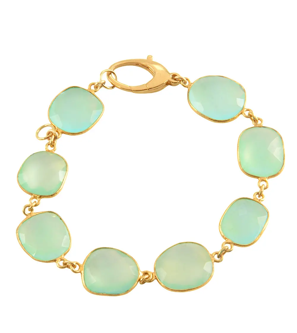 Checkerboard Faceted Blue Calcedony Bracelet By Galit 1