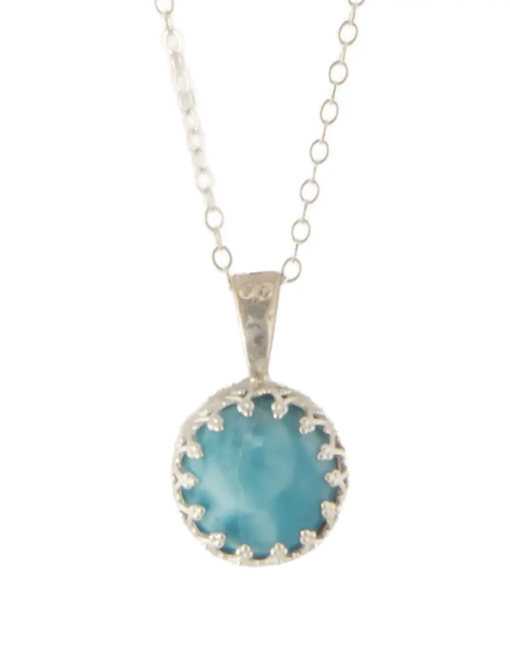 Double-Sided Larimar Round Cab And Pink Conch Shell Necklace By Galit 1