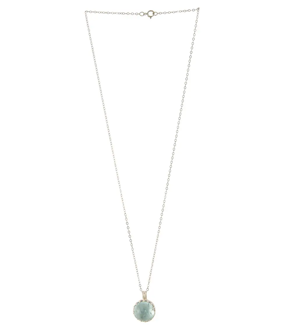 Aquamarine Checkerboard Faceted Round Cab Necklace By Galit 2