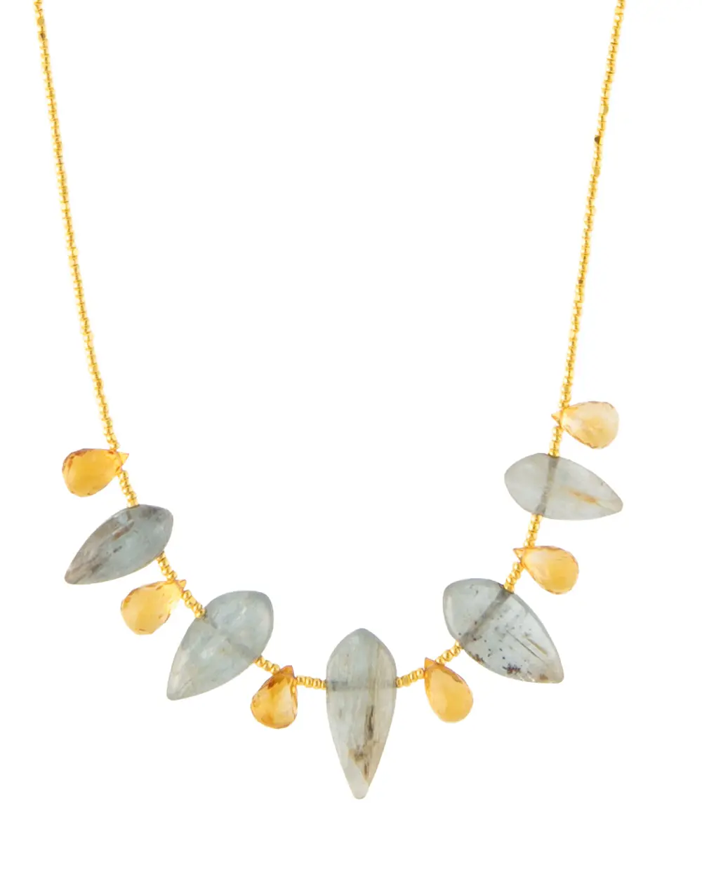 Blue Kynite & Golden Citrine Necklace By Galit 1