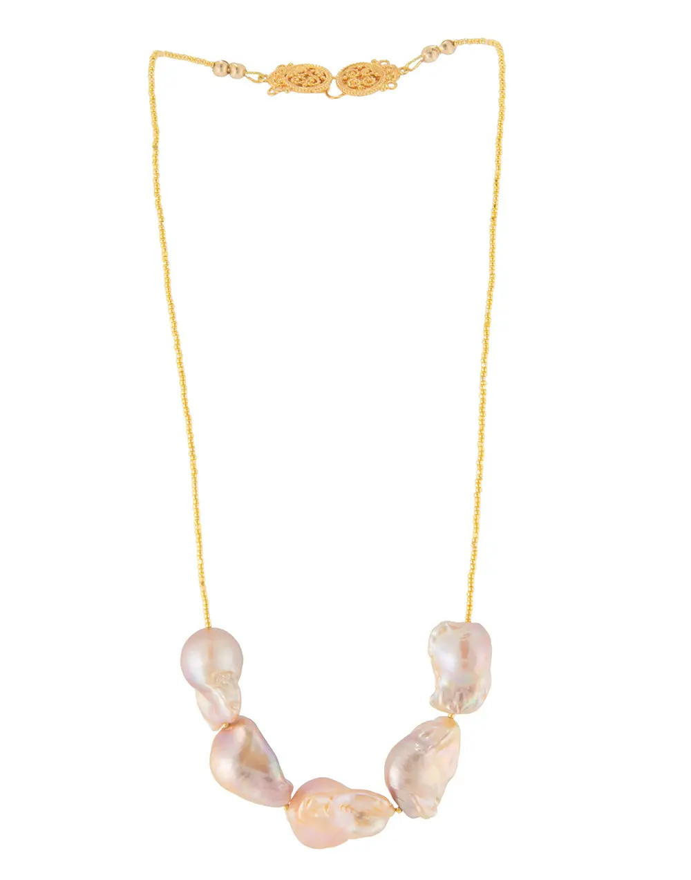Pink, Golden & Purple Baroque Pearl Necklace By Galit 2