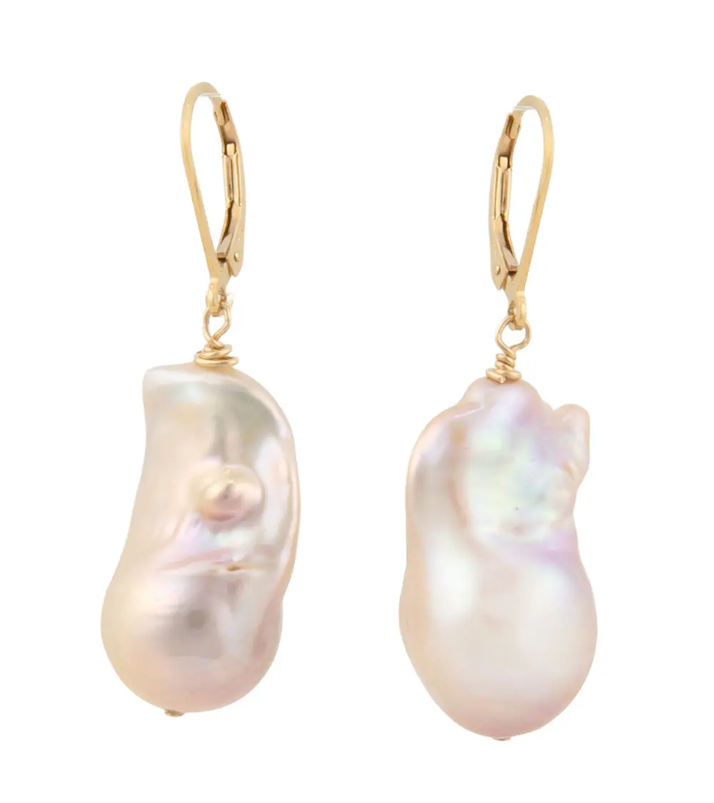 Pink, Green & Purple Baroque Pearl Earrings By Galit 1