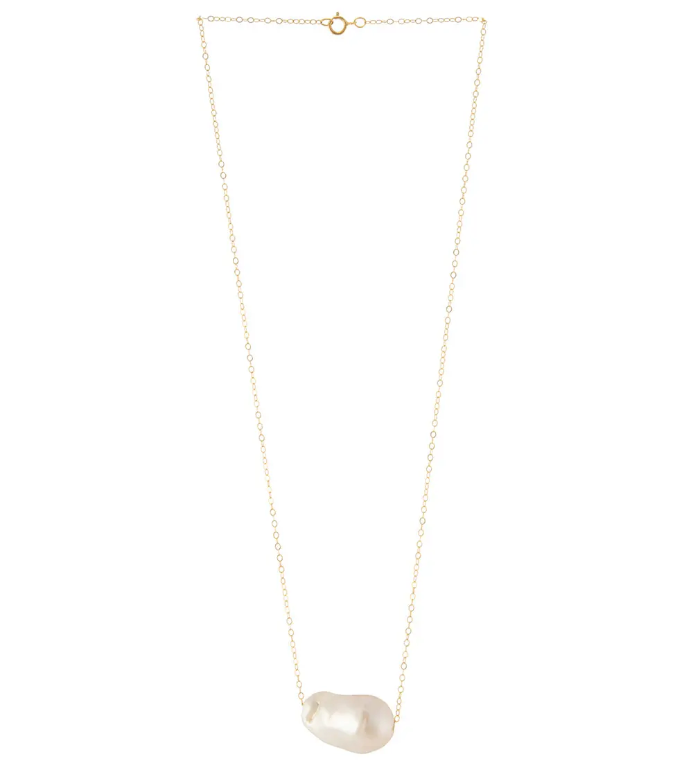 “Floating” White Baroque Pearl Necklace By Galit 2