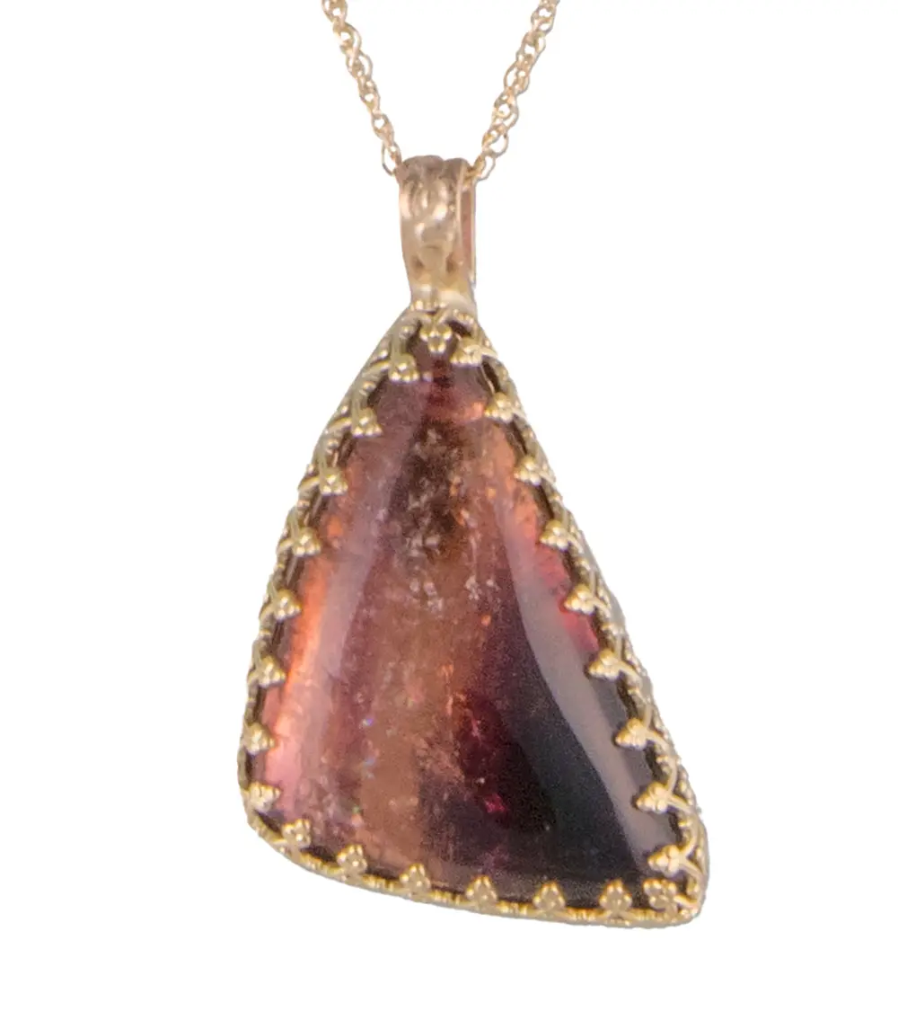 Pink Tourmaline Triangle Cab Necklace By Galit 1