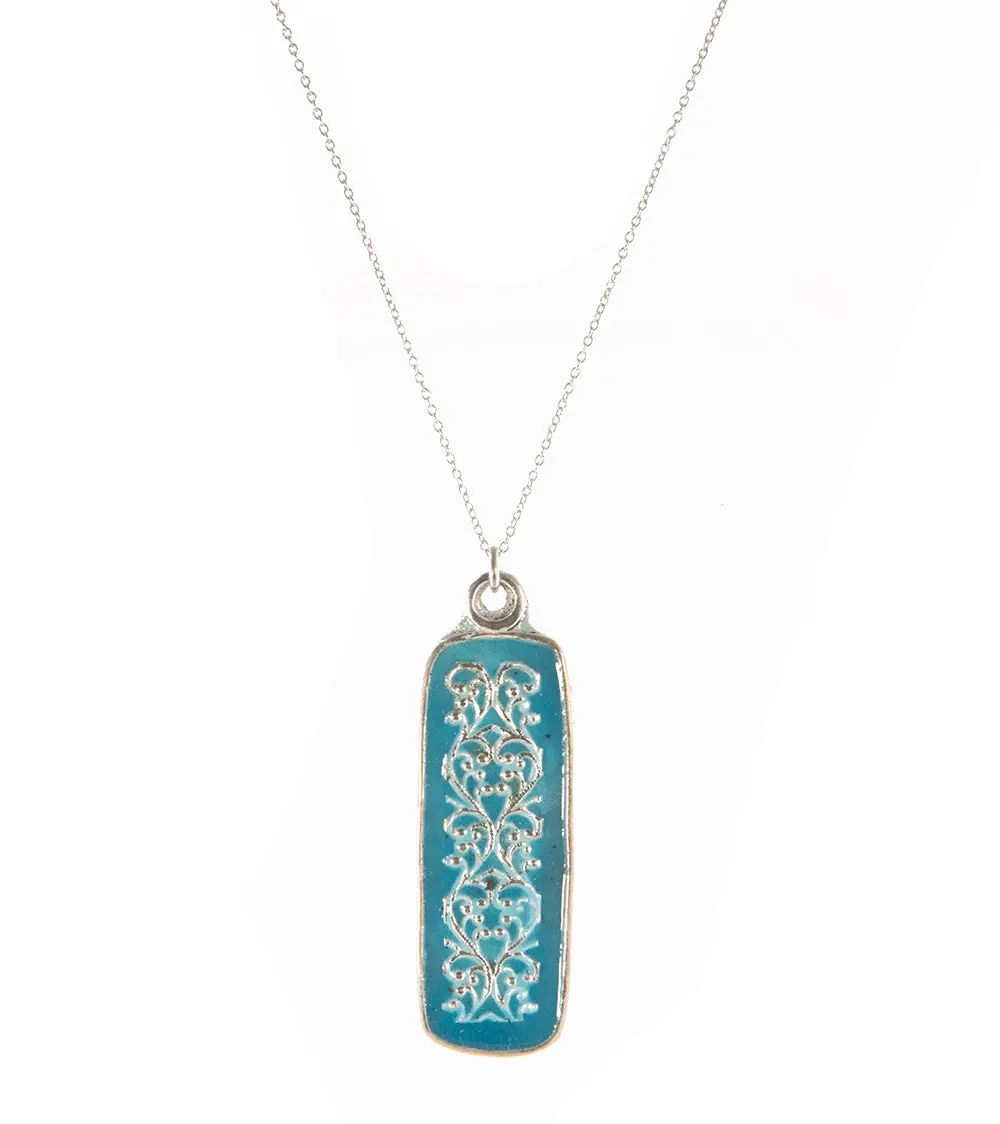 Long Blue Enamel Pendant Necklace By Galit 2
