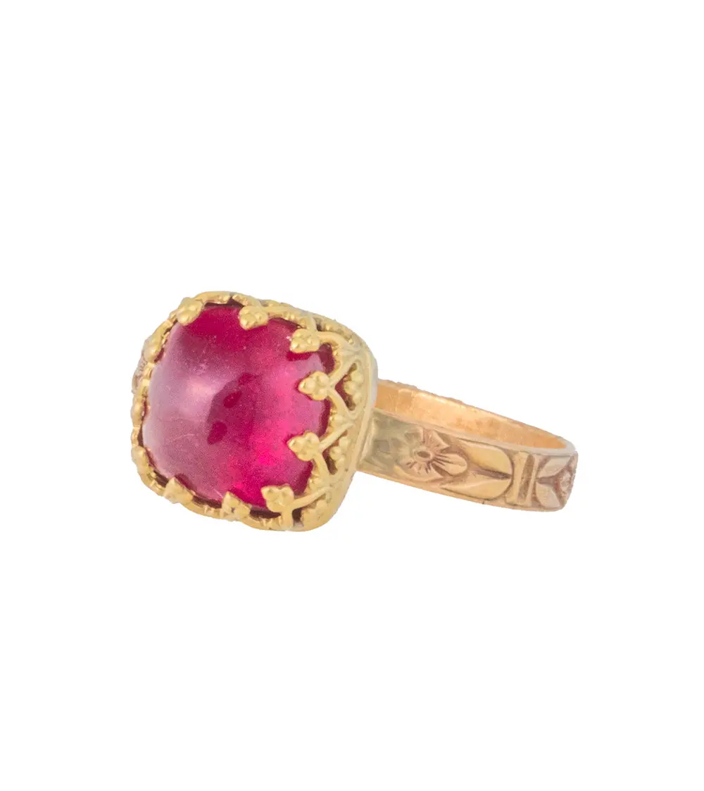 Burma "Sugar Loaf" Natural Ruby Ring In Gold By Galit 1