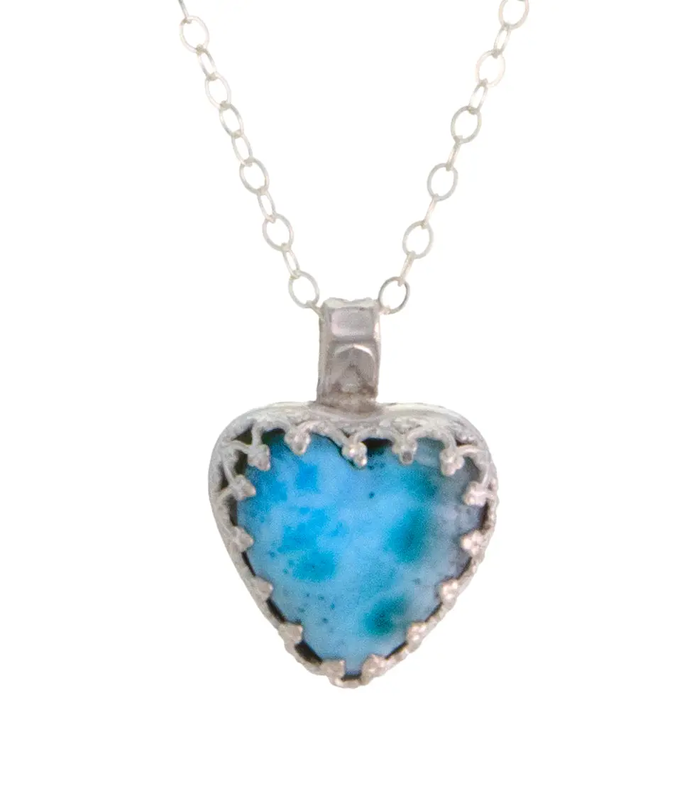 Larimar Heart Necklace In Silver By Galit 1