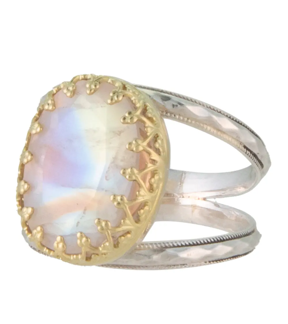 Rainbow Moonstone Faceted Ring By Galit 1