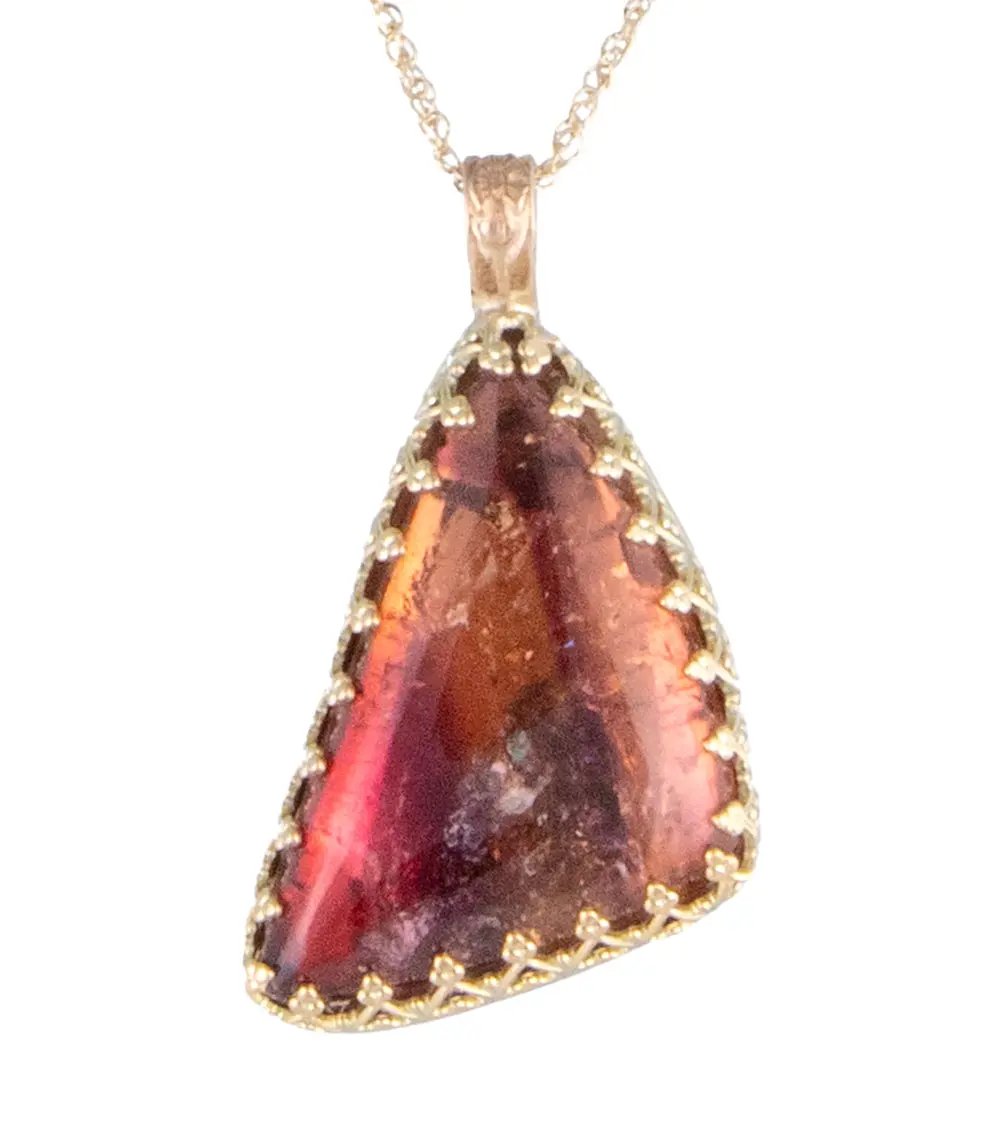 Pink Tourmaline Triangle Cab Necklace By Galit 1