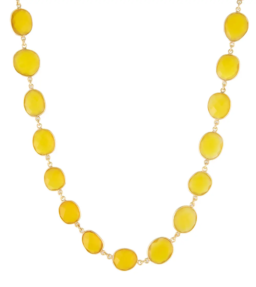 Checkerboard Faceted Yellow Onyx Necklace By Galit 1