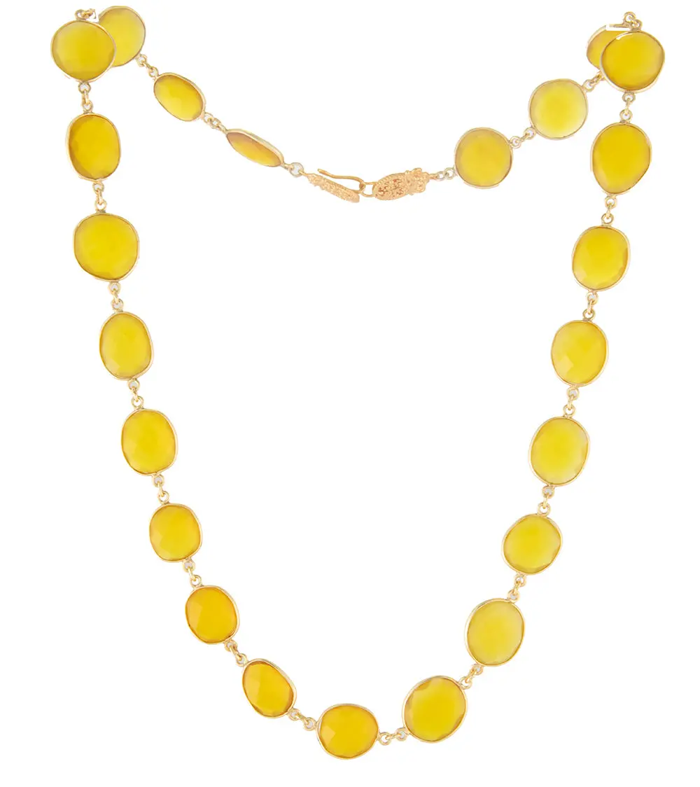 Checkerboard Faceted Yellow Onyx Necklace By Galit 2