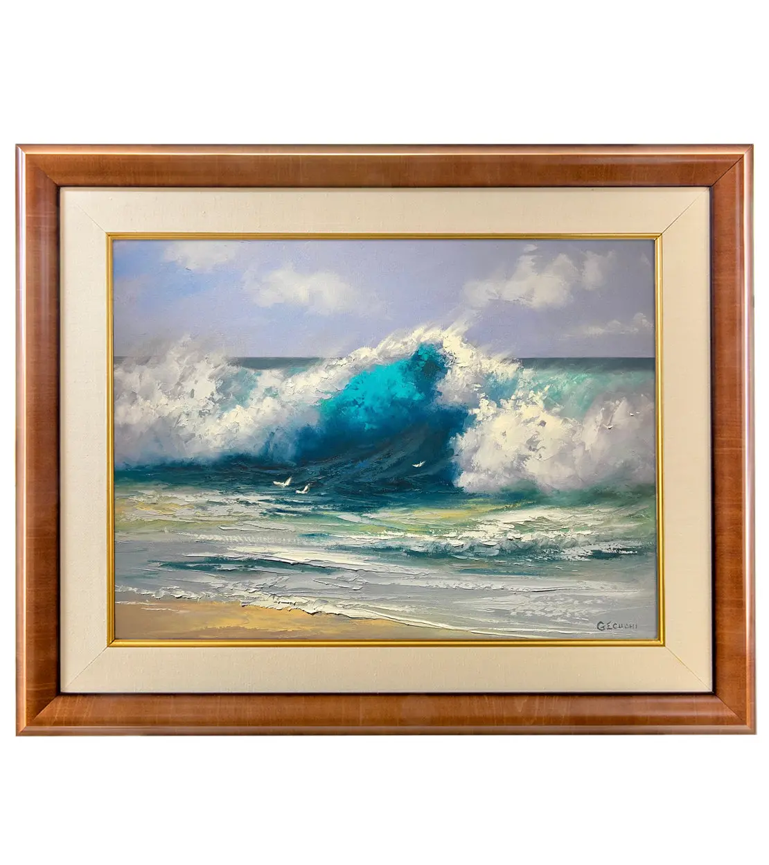 Original Painting: Unfurling Into Turquoise By George Eguchi 1