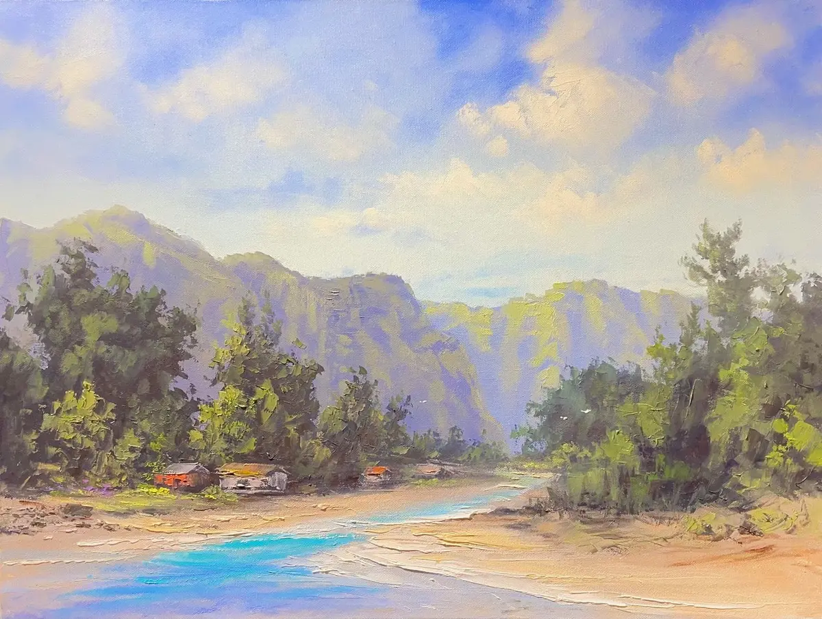 Original Painting: Escape To Island Bungalows By George Eguchi 2