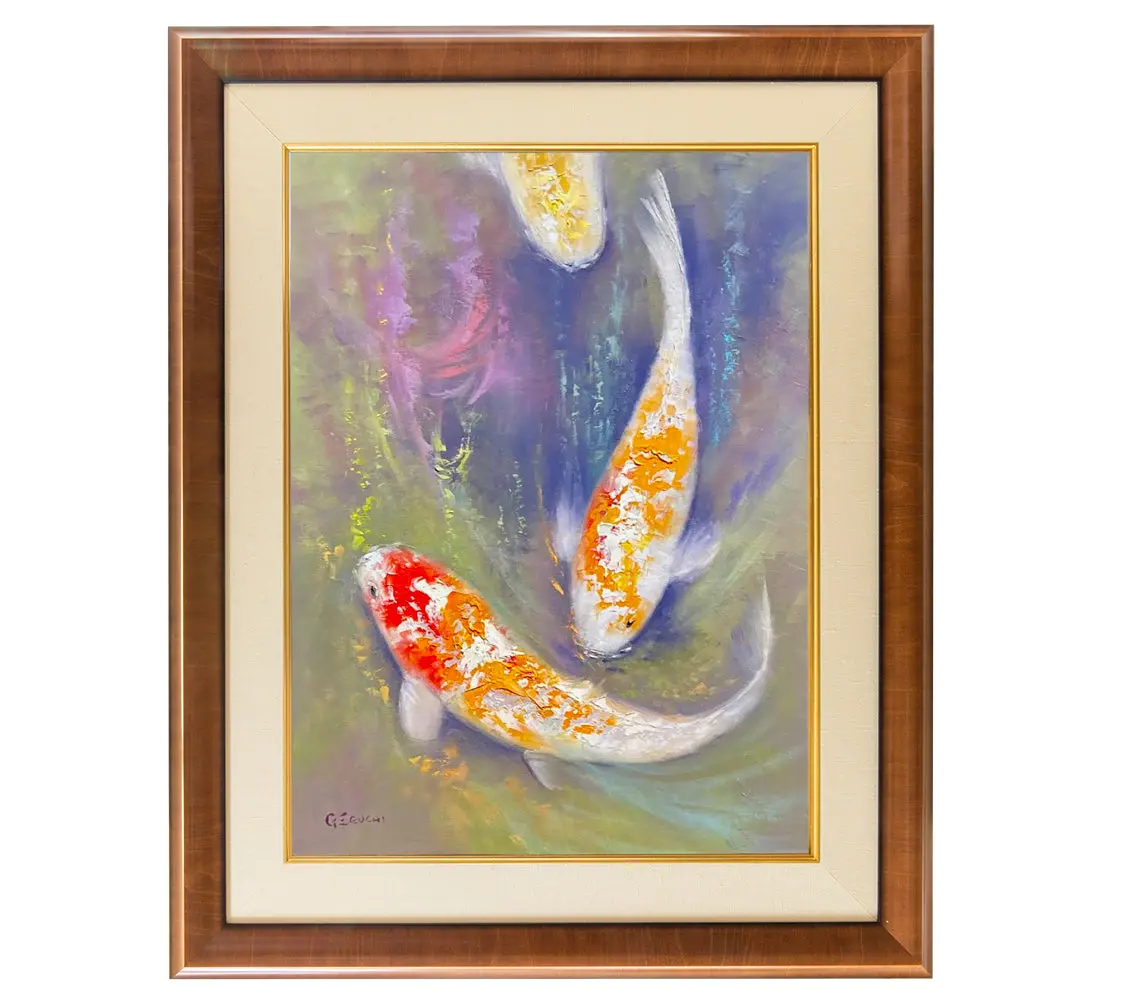 Original Painting: From Red To Yellow Koi By George Eguchi 1